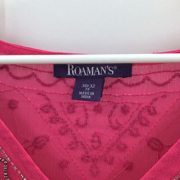 Incredible Women's 30/32 Hand Beaded 2 Piece Pink Boho Tunic Semi-Sheer V-Neck - Picture 15 of 15